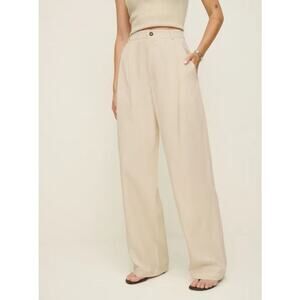 Reformation Beige Straight Leg Trousers